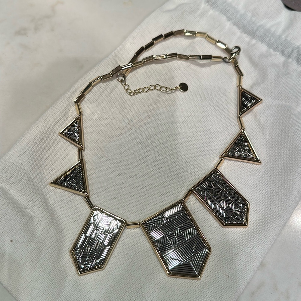 House of Harlow Engraved Classic Station Necklace in Gold and Silver